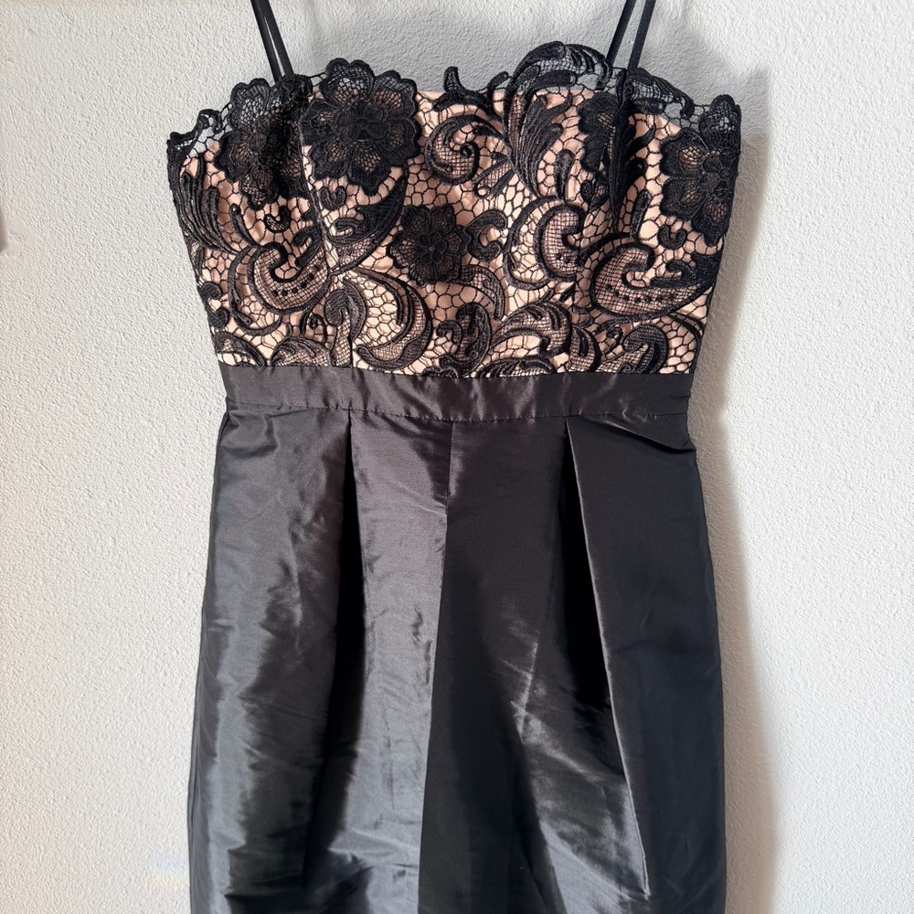 Adrianna Papell Black Strapless Lace Dress - Picture 2 of 15